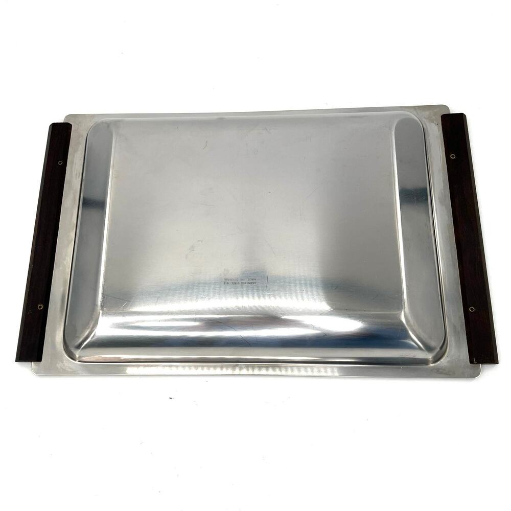 Kalmar Nord Steel Danish Modern Tray Stainless with Teak Handles - Picture 2 of 4